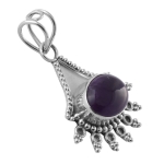 Oxidized finish vintage look 925 sterling silver purple amethyst top design pendant